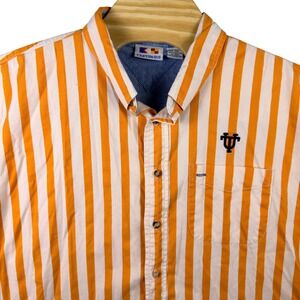 VINTAGE Tennessee Volunteers Mens 3XL Orange White Striped Button Up Shirt